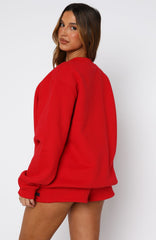 Give It A Try Oversized Sweater Red