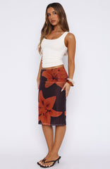 Viva La Vida Midi Skirt Tangerine Twist