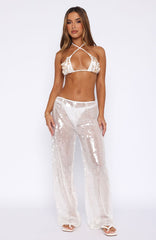Caught Up In It Sequin Pants White