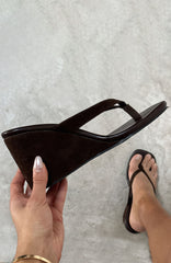 Grace Wedge Chocolate Faux Suede