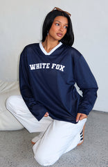 Ahead Of Schedule Long Sleeve Oversized Jersey Navy