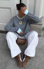Catch The Drift Long Sleeve Tee Blue/Choc Stripe