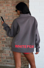 Caught Up With You Zip Front Sweater Volcanic
