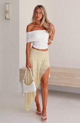 Dancing On My Own Lace Midi Skirt Lemon