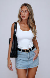 Don't Leave Me Denim Skort Light Blue Wash