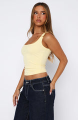 Filled With Life Ribbed Tank Lemon