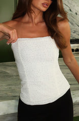 Camp Crush Strapless Bustier Cream/Black Polka Dot