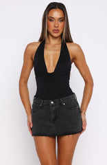 New Horizons Halter Bodysuit Black
