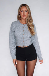 No Stoppin Me Knit Cardigan Light Grey