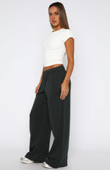 Give It A Rest Wide Leg Sweatpants Forest Green