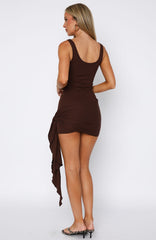 Dumping You Ribbed Mini Dress Chocolate