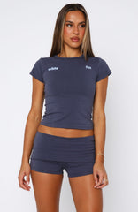From The Archives Gigi Fold Over Booty Shorts Navy