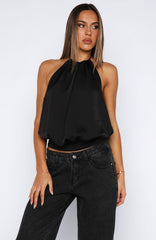 What Was I Thinking Halter Top Black