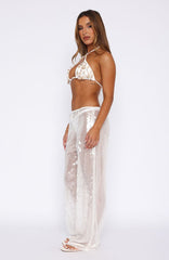 Caught Up In It Sequin Pants White
