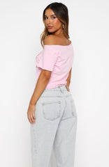Whenever You're Ready Off Shoulder Relaxed Tee Pink