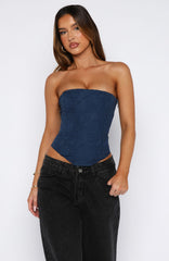 In The Mirror Strapless Bustier Navy