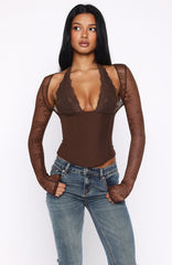 Never Walk Alone Long Sleeve Bustier Chocolate