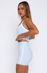 Go Faster High Waisted Shorts Baby Blue/White