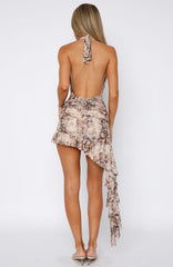 Fit Like A Glove Mini Dress Brown Snake Print