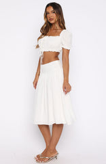 Tender Moments Midi Skirt White