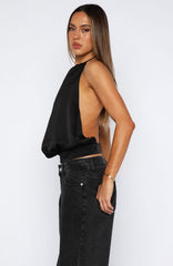 What Was I Thinking Halter Top Black