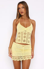 Don't Ask Me That Crochet Mini Skirt Lemon