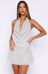 Blooming Hearts Mini Dress Cream/Black Polka Dot