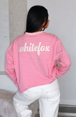 Catch The Drift Long Sleeve Tee Dark Pink/Light Pink Stripe