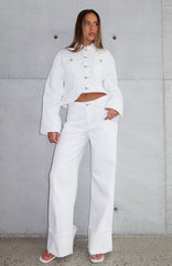 Charlotte Mid Rise Wide Leg Jeans Off White