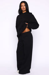 Come A Long Way Wide Leg Sweatpants Black