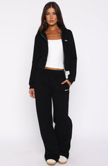 Comfy And Cute Wide Leg Sweatpants Black