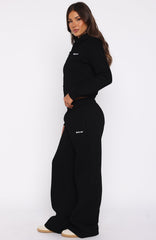 Comfy And Cute Wide Leg Sweatpants Black