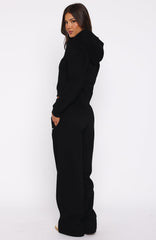 Comfy And Cute Wide Leg Sweatpants Black
