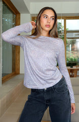 Courtside Seated Long Sleeve Top Leopard
