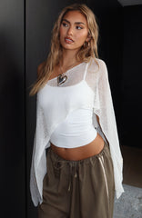 Beach Therapy Knit Poncho Top Cream
