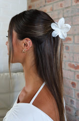 Floral Charm Hair Clip White Marble
