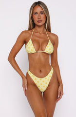 Golden Hour Bikini Top Lemon Polka Dot