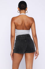 Hayley High Rise Denim Shorts Black Acid