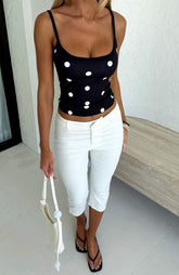I'm The Answer Tank Top Black/White Polka Dot