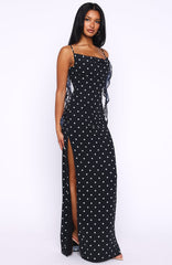 Love Blossoms Maxi Dress Black/White Polka Dot