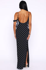 Love Blossoms Maxi Dress Black/White Polka Dot