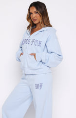 Lucky Ones Boxy Zip Front Hoodie Baby Blue