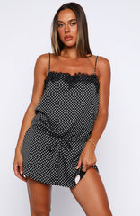 Lustre Aura Mini Dress Black/White Polka Dot