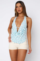 Missed Your Chance Halter Top Blue Shell