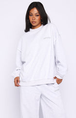 On My Own Terms Oversized Drop Shoulder Sweater Grey Marle