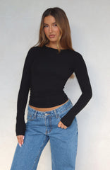 Only For Tonight Long Sleeve Top Black