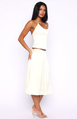 Palm Breeze Midi Skirt Cream