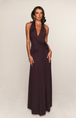 Perfect Illusion Halter Maxi Dress Dark Cherry