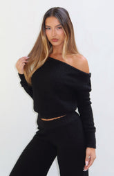 Please Be Mine Knit Sweater Black
