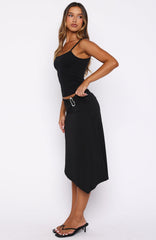 Sending My Love Asymmetric Midi Skirt Black